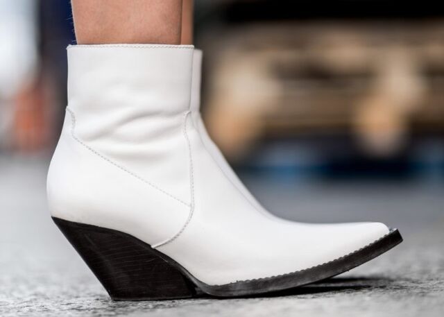 ZARA WOMAN NEW COLLECTION SS18 WHITE LEATHER COWBOY ANKLE BOOTS SZ 37 | eBay