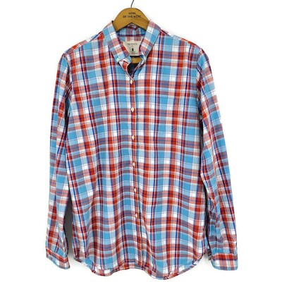 NWOT Trovata X United Arrows Plaid Blouse Womens S/M? Red White Blue Long Sleeve