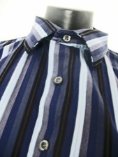 Men  s Apt 9 Slim Fit Button Down Dress Shirt-Blue stripes- Size L