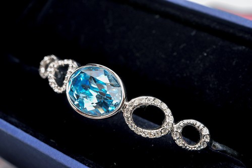 Nuevo Juego Completo de Pulsera de Cristal Azul Swarovski en Caja - Imagen 3 de 8