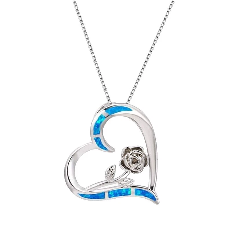 Opal plateado AMOR Moda Collares y Colgantes