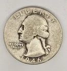 1946 Washington Silver Quarter Philadelphia USA Mint Collector's Coin 90% 25c