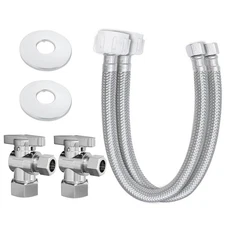 Complete Toilet Valve Set 2 Pack 1/2 Nom Inlet x 3/8 OD with Supply Line