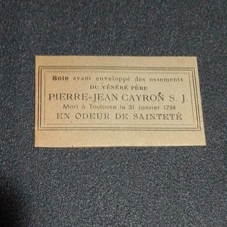 santino holycard reliquia relic Pierre Jean Cayron S. J.