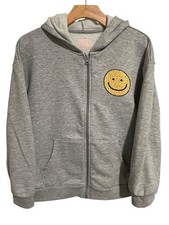 Cat  Jack Hoodie Sweater Girls Teen Size XXL 16/18 Gray Happy Face Full Zip NWT