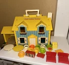 Vintage Fisher Price Play Family House And Furniture Lot