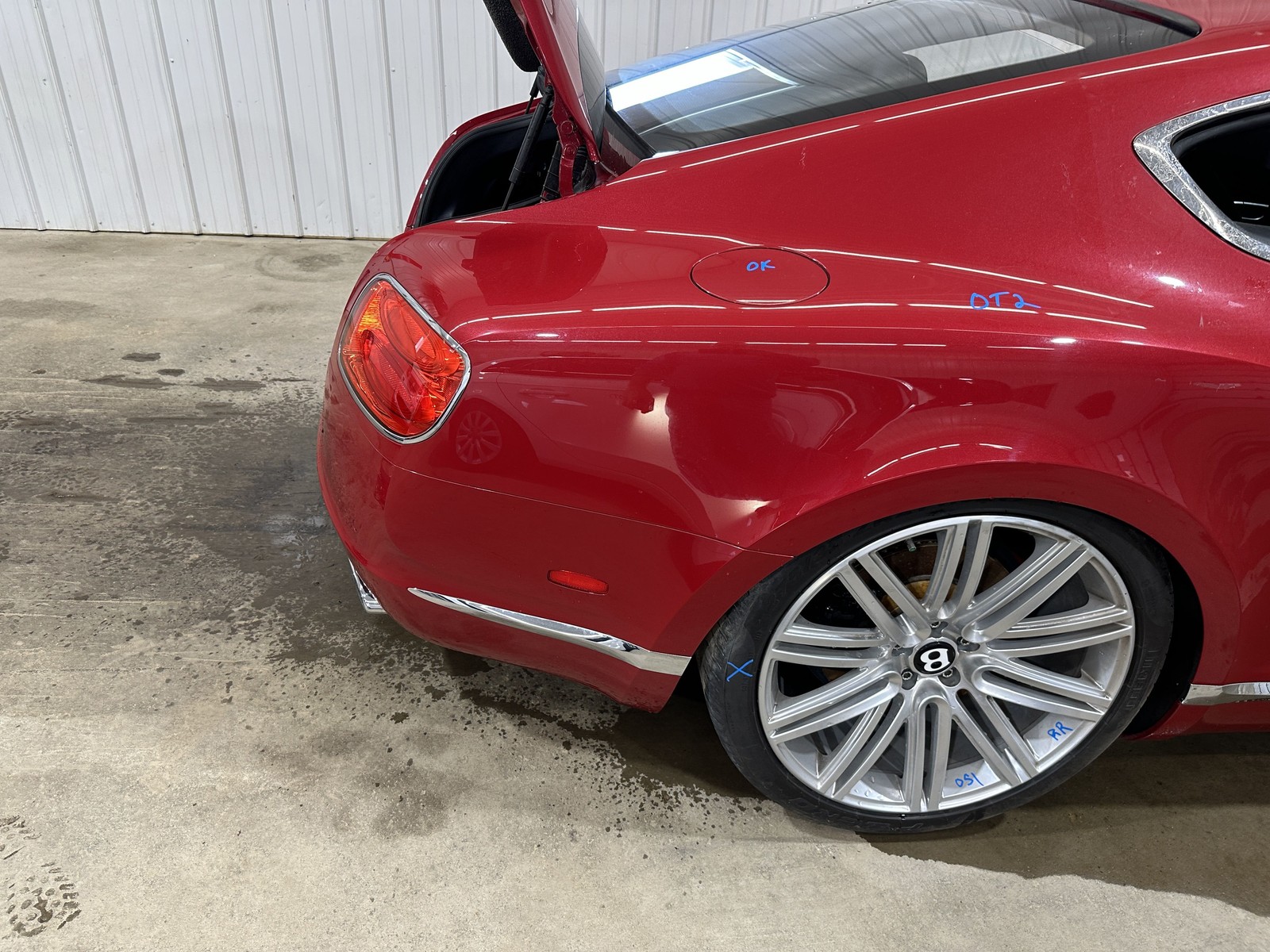 13 BENTLEY CONTINENTAL PASSENGER RIGHT REAR QUARTER PANEL DRAGON RED PEARL 6336