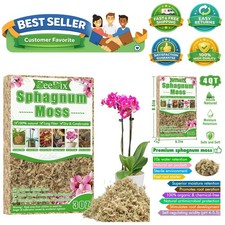4 qt Sphagnum Moss for Indoor Plants, Natural Dried Long Fiber Moss for Orchi...