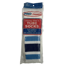 VTG Tube Socks Pro-Ferred 80s Acrylic 20" 8-11 Full Cushion NWT White Blue 90's.