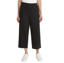 Jessica Simpson Wide Leg Gauze Cropped Pants Size L Black Lagenlook Beach NEW