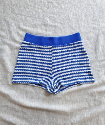 Nasty Gal Strickshorts Gr. XS 34 Gestreift Blau Weiß Sehr Gut