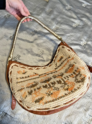 3.1 Phillip Lim Crochet Knit Hobo Bag Cream Fair Isle Leather Trim with Dust Bag