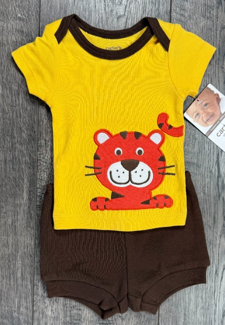 Baby Boy Clothes New Vintage Carter's Newborn 2pc Orange Tiger Outfit