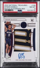 2022 NATIONAL TREASURES PATCH AUTO-RED #148 DYSON DANIELS ROOKIE RC 22/75 PSA 8