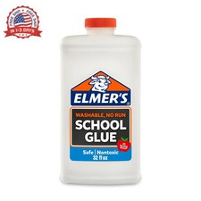 Elmer's Liquid School Glue, White, Washable, 32 Ounces - Great for Making Slime,