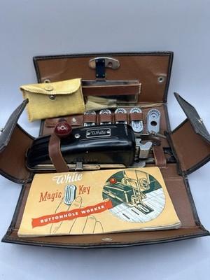 White Magic Key Buttonhole Worker Vintage Set In Original Case 
