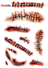 10 Sheets Chucky Halloween Scar Temporary Tattoos Zombie Costume Makeup