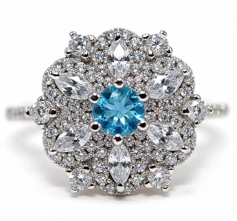 2CT Aquamarine 925 Solid Sterling Silver Ring Jewelry Sz 6 