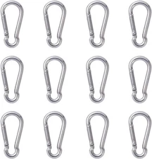 12 Pcs Small Carabiner Clip - Stainless Steel Spring M4(1.57Inch)-12P, Silver 