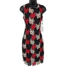 Calvin Klein Sheath Dress Floral Lace Overlay Cocktail Evening Romantic Chic 4
