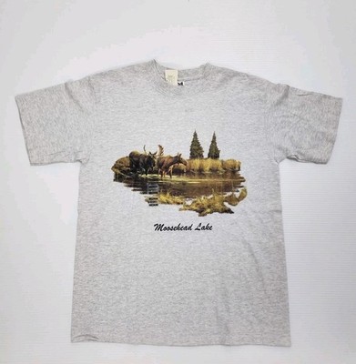 VINTAGE Moosehead Lake Maine T Shirt Sz Medium Heather Gray  Nature NWT