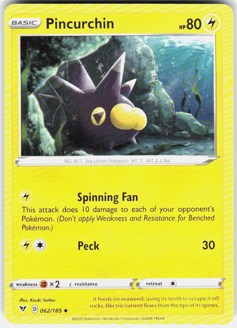 Pincurchin Uncommon 062/185 Vivid Voltage Pokemon Near Mint