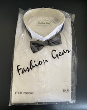 Tuxedo Shirt Bow Tie Set NWT Men  s Small Long Sleeve Fashion Gear Wedding Attire