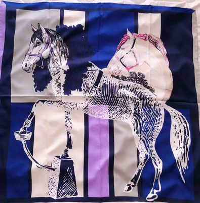 100%SILK  Seidenschal Tuch Lila +Blau 