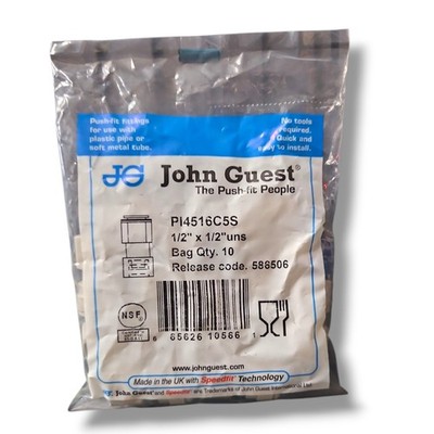 John Guest PI4516C5S Female Adapter - 1/2'' x 1/2''UNS - 10Pack