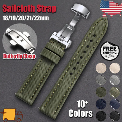 Waterproof Sailcloth Watch Band Nylon Strap Quick Release 18-22mm Durable