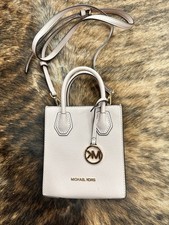 Michael Kors Mercer XS Pebbled Leather MK Signature Satchel Crossbody Bag New