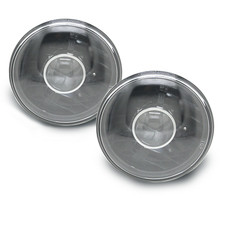 Pair 7 Inch Round Headlights Clear Lens Diamond Cut Black Projector Headlamps