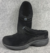 Merrell Encore Ice Black Suede Faux Fur Lined Clogs Women s 9.5 Slip Ons Read