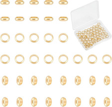 60Pcs Real 18K Gold Plated Brass Spacer Beads Loose Beads Metal Ring Beads for J