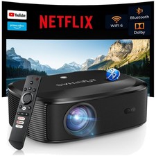4K Projector with Wifi and Bluetooth, Outdoor Movie Projector Compatible bundle