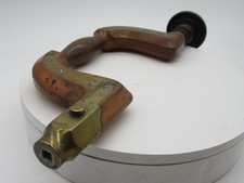 Stunning Antique Victorian Carpenters Buck Hand Brace Drill Brass Beech & Ebony
