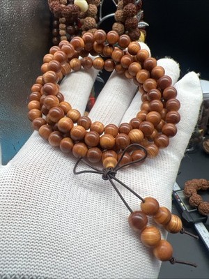 8mm Quality Taihang Mountain Aged Black Oil Cypress Necklace 太行山陈化黑油顺纹崖柏脖挂