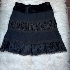 VTG Womens Whimsigoth Fairy Grunge Mini Skirt Size L Velvet Burnout Festival
