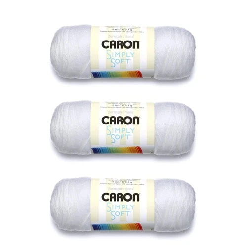 Caron Simply Soft Solids Yarn (4) Medium Gauge 100% Acrylic - 6 1 Pack, White - product listing photo