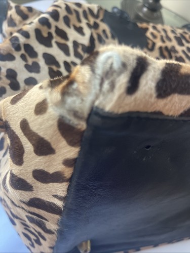 VTG Maud Frizon Paris Pony Hair Leopard Travel Weekender Bag Missing 2 Legs 23” - Picture 11 of 15