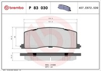 Brembo Bremsbelagsatz, Scheibenbremse P 83 030 FüR Toyota