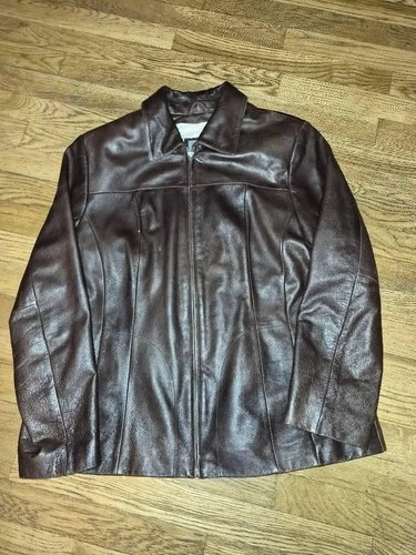 Wilsons Leather Jacket Size L Brown Genuine Leather Full Zip - product listing photo