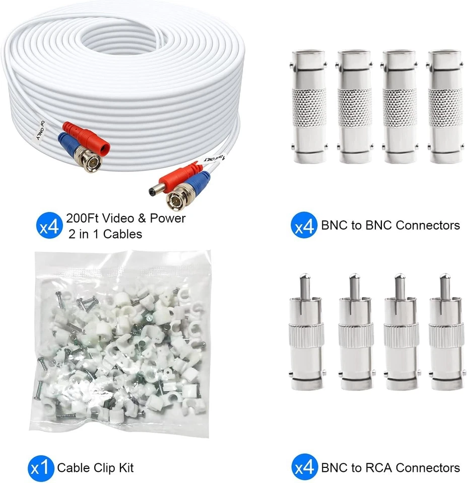 BNC Cable 200ft 4 Pack BNC Video Power Cable,Security Camera Cable for CCTV C... - Image 3 of 4