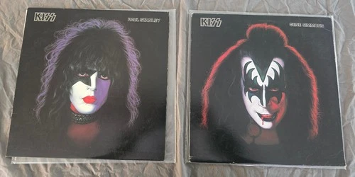 1st 1978 Press KISS LP Lot - Gene Simmons S/T   Paul Stanley S/T Self Poster OIS