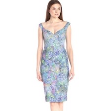 NWT Black Halo Crystal Morning Ally Sheath Deep Sweetheart Neckline Dress 6