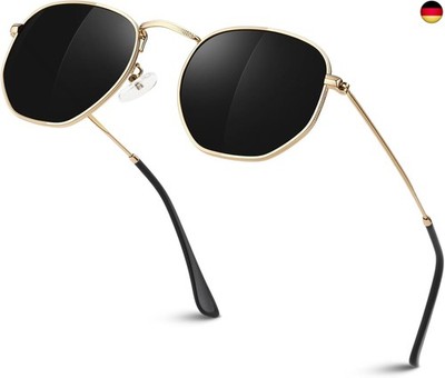 Sunier Sonnenbrille Damen Herren Polarisiert,Mode Apace Polygon Sonnenbrille