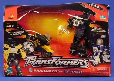 TRANSFORMERS RID SIDEWAYS VS AXER 2001 SEALED IN ROUGH BOX HASBRO