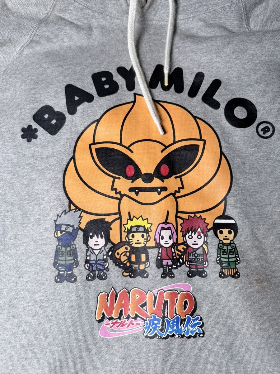 BAPE x Naruto Baby Milo Hoodie Grey Size M Shark Characters