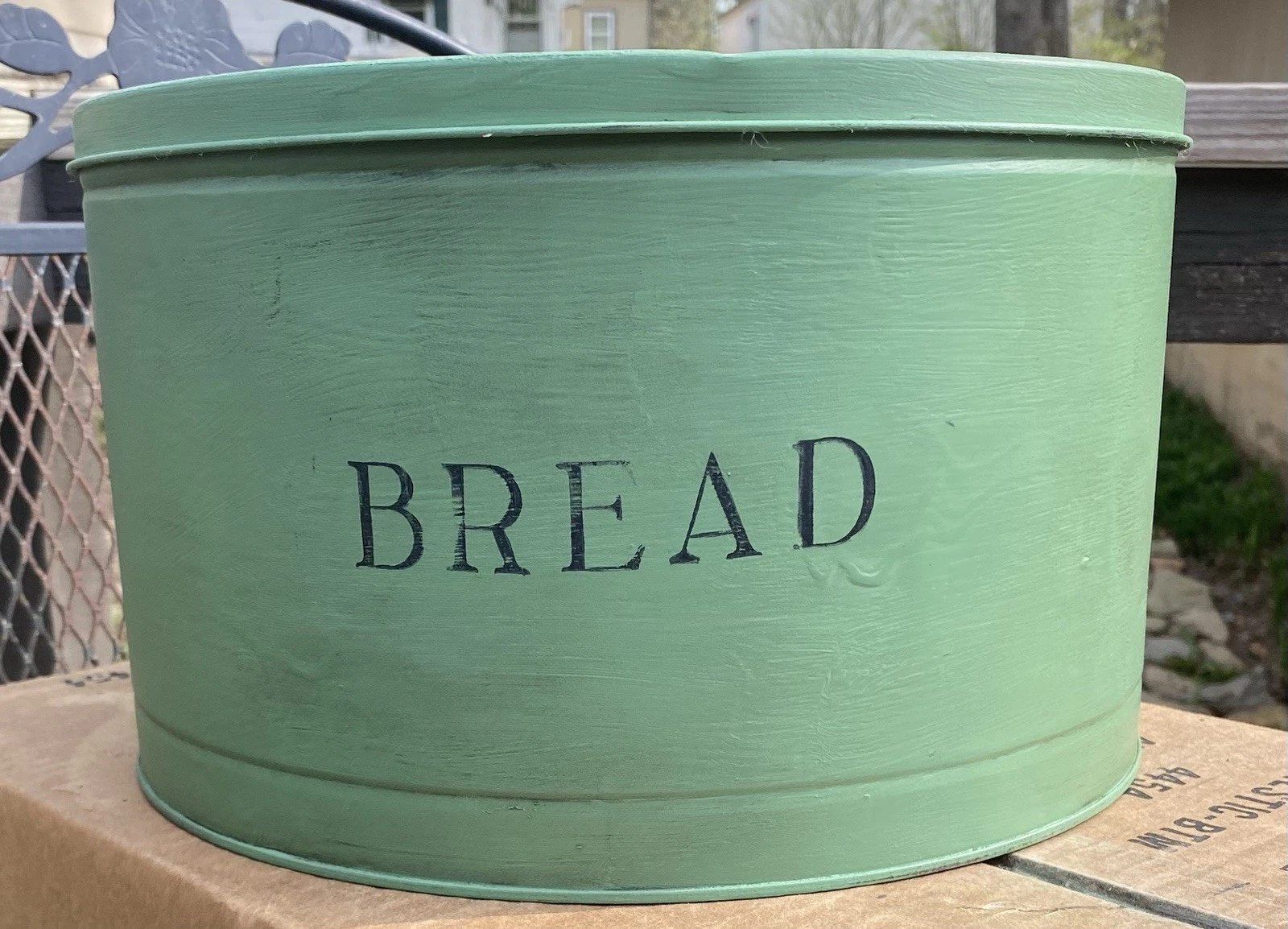 Vintage Style Round Bread Tin-Reproduction-Upcycled-Green