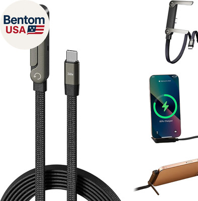 Sideways Phone Charger, 2 in 1 Invisible Holder Charger Cable, 240W Braided Fast